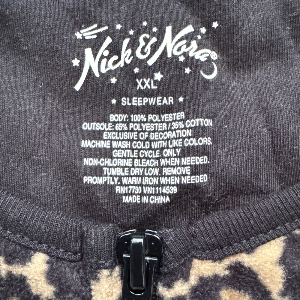 NWT NICK & NORA Footie Pajamas Leopard Print Fleece Womens 2XL Comfy Soft Lounge - Picture 8 of 16